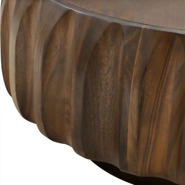 Round Carved Pattern Coffee Table (31'')