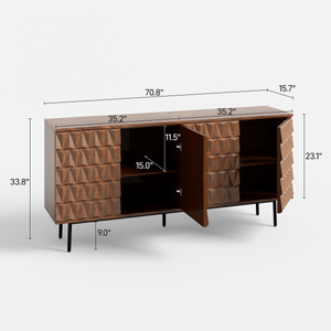 Reco Carved Pattern Wood Sideboard (70'')