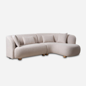 Capri White Bouclé Curved Sectional Sofa (101")