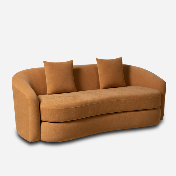 Verona Orange Chenille Curved Sofa (77")