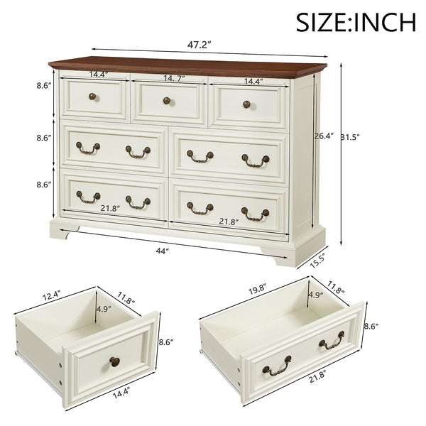 Vintage 7 Drawers Dresser (47'')