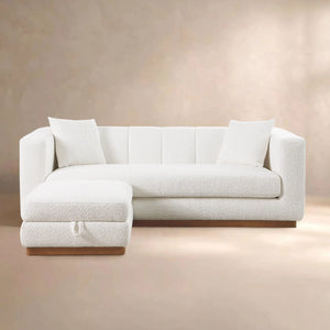Lyra White Bouclé Channel Sofa (90")