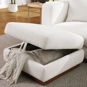 Lyra White Bouclé Channel Sofa (90")