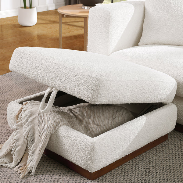 Lyra White Bouclé Channel Sofa (90")