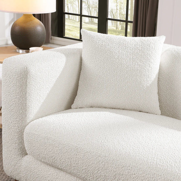 Lyra White Bouclé Channel Sofa (90")