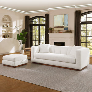 Lyra White Bouclé Channel Sofa (90")