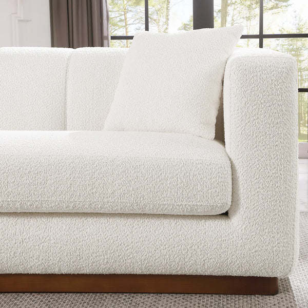 Lyra White Bouclé Channel Sofa (90")