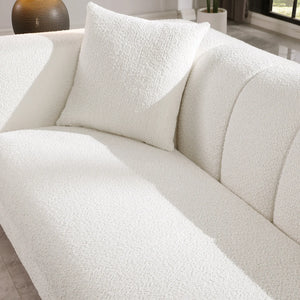 Lyra White Bouclé Channel Sofa (90")