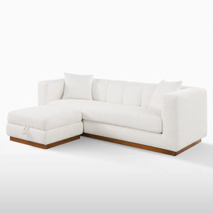 Lyra White Bouclé Channel Sofa (90")