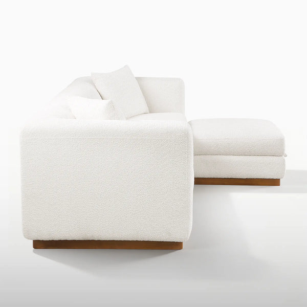 Lyra White Bouclé Channel Sofa (90")