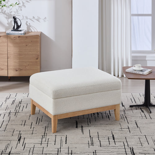 Wood Base Storage Ottoman (33'')