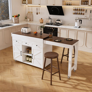 Extendable Kitchen Island on Wheels (75'')