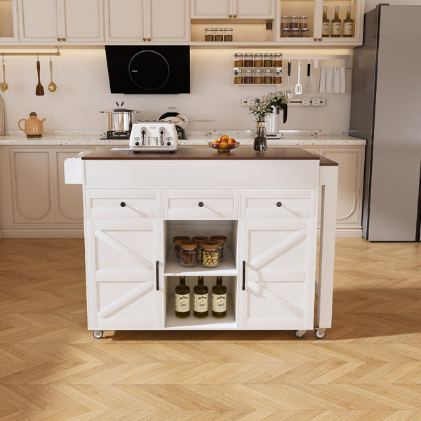 Extendable Kitchen Island on Wheels (75'')