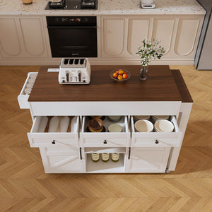 Extendable Kitchen Island on Wheels (75'')