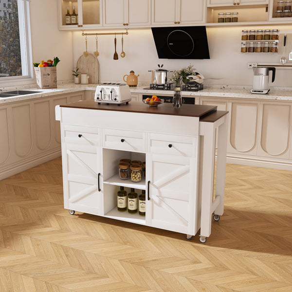 Extendable Kitchen Island on Wheels (75'')