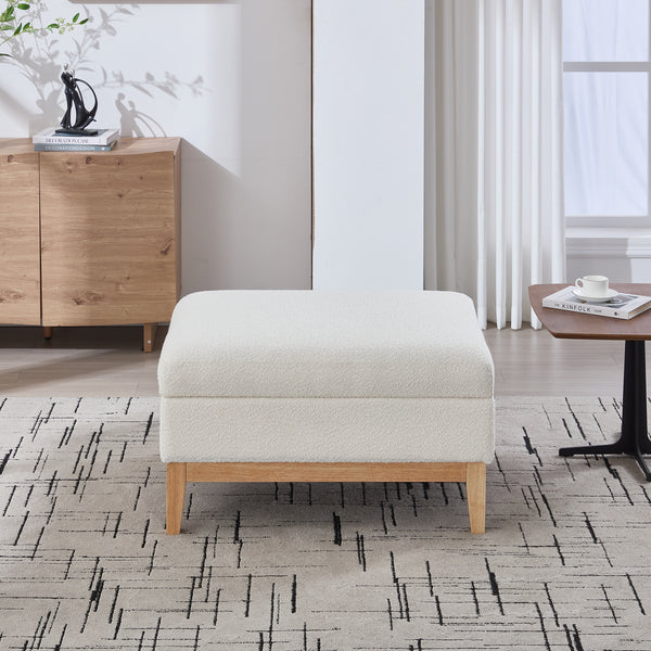 Wood Base Storage Ottoman (33'')