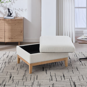 Wood Base Storage Ottoman (33'')