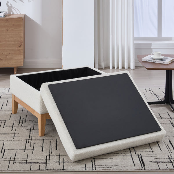 Wood Base Storage Ottoman (33'')