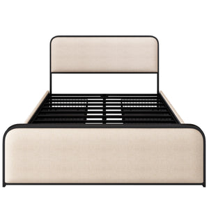 Curved Upholstered Headboard Bed (84'')
