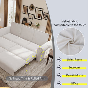 Convertible Velvet Sleeper Sofa (93'')