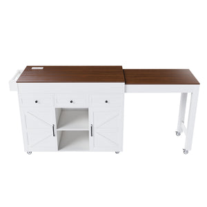 Extendable Kitchen Island on Wheels (75'')