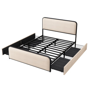 Curved Upholstered Headboard Bed (84'')