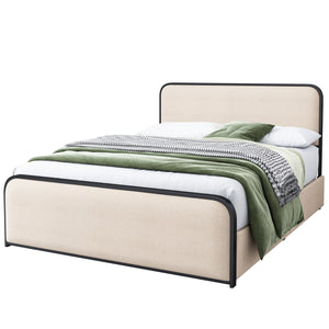 Curved Upholstered Headboard Bed (84'')