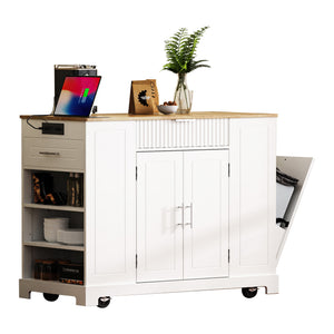 Fluted Storage Kitchen Island (48'')