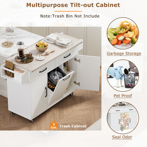Multifunctional Rolling Kitchen Island (51'')