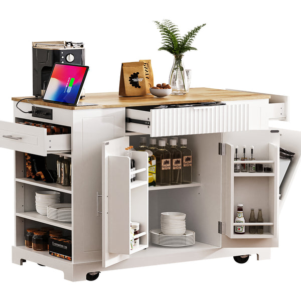 Fluted Storage Kitchen Island (48'')