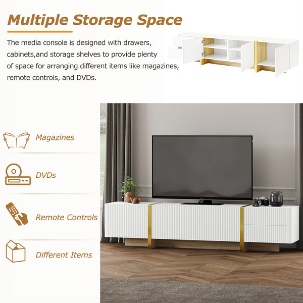 Modern Fluted Media Console (74'')