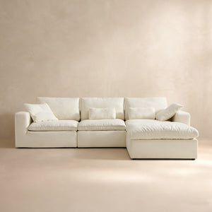 Luvia White Chenille Modular Sectional Sofa with Ottoman (120")