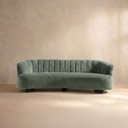Velaf Green Chenille Curved Channeled Sofa (87'')