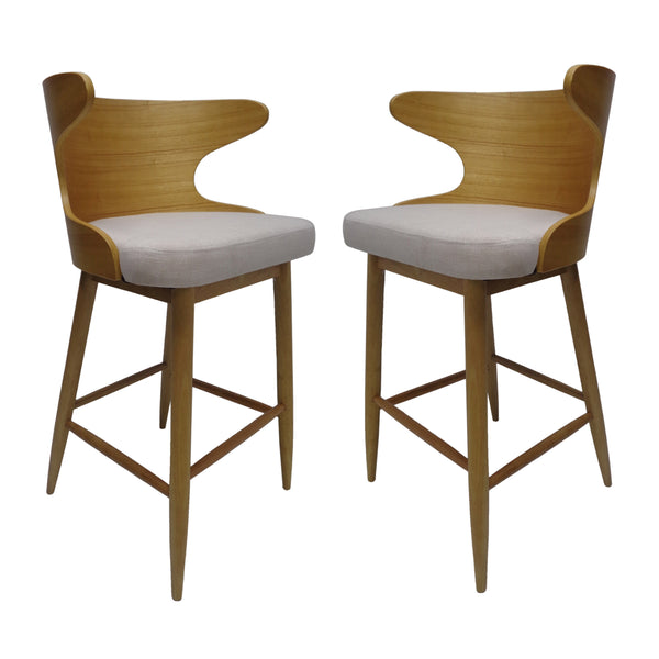 Rubberwood Bar & Counter Stools (Set of 2)