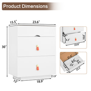 3-Drawer Glass Top Nightstand (30'')