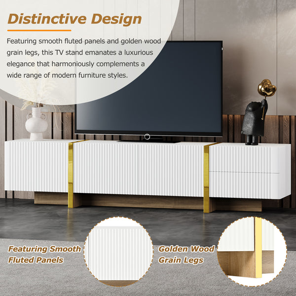 Modern Fluted Media Console (74'')