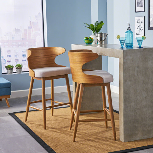 Rubberwood Bar & Counter Stools (Set of 2)