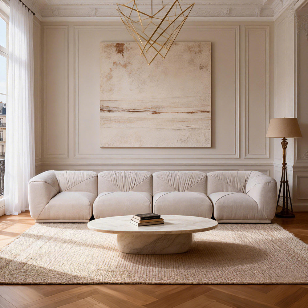 Eden White Chenille Modular Sectional Sofa (146")