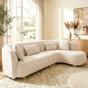 Capri White Bouclé Curved Sectional Sofa (101")