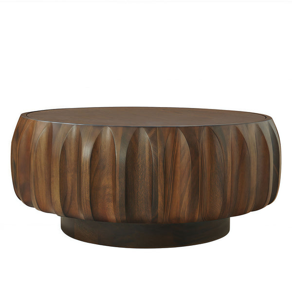 Round Carved Pattern Coffee Table (31'')